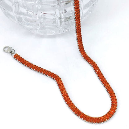 Choker Baguete Laranja - Prateado