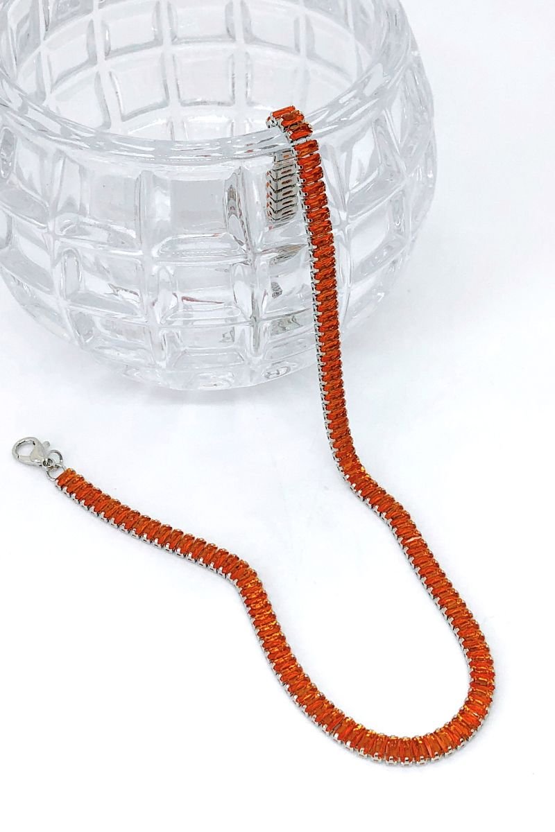 Choker Baguete Laranja - Prateado