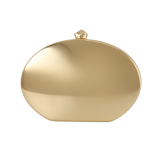 Bolsa de Festa Clutch Oval Metalizada Dourada