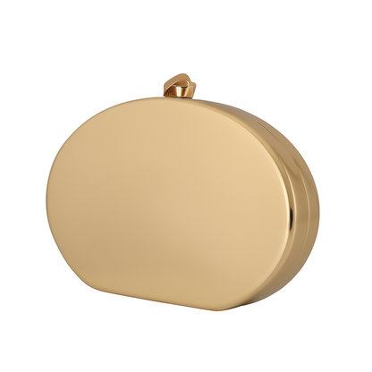 Bolsa de Festa Clutch Oval Metalizada Dourada