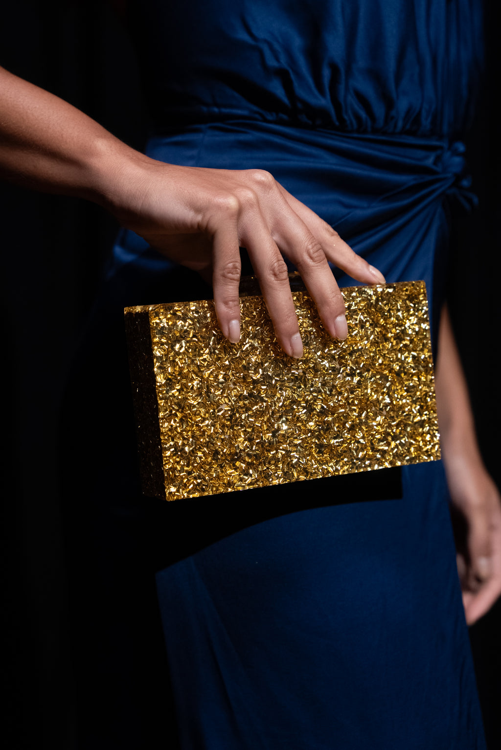 Bolsa de Festa Clutch Acrílico Dourada