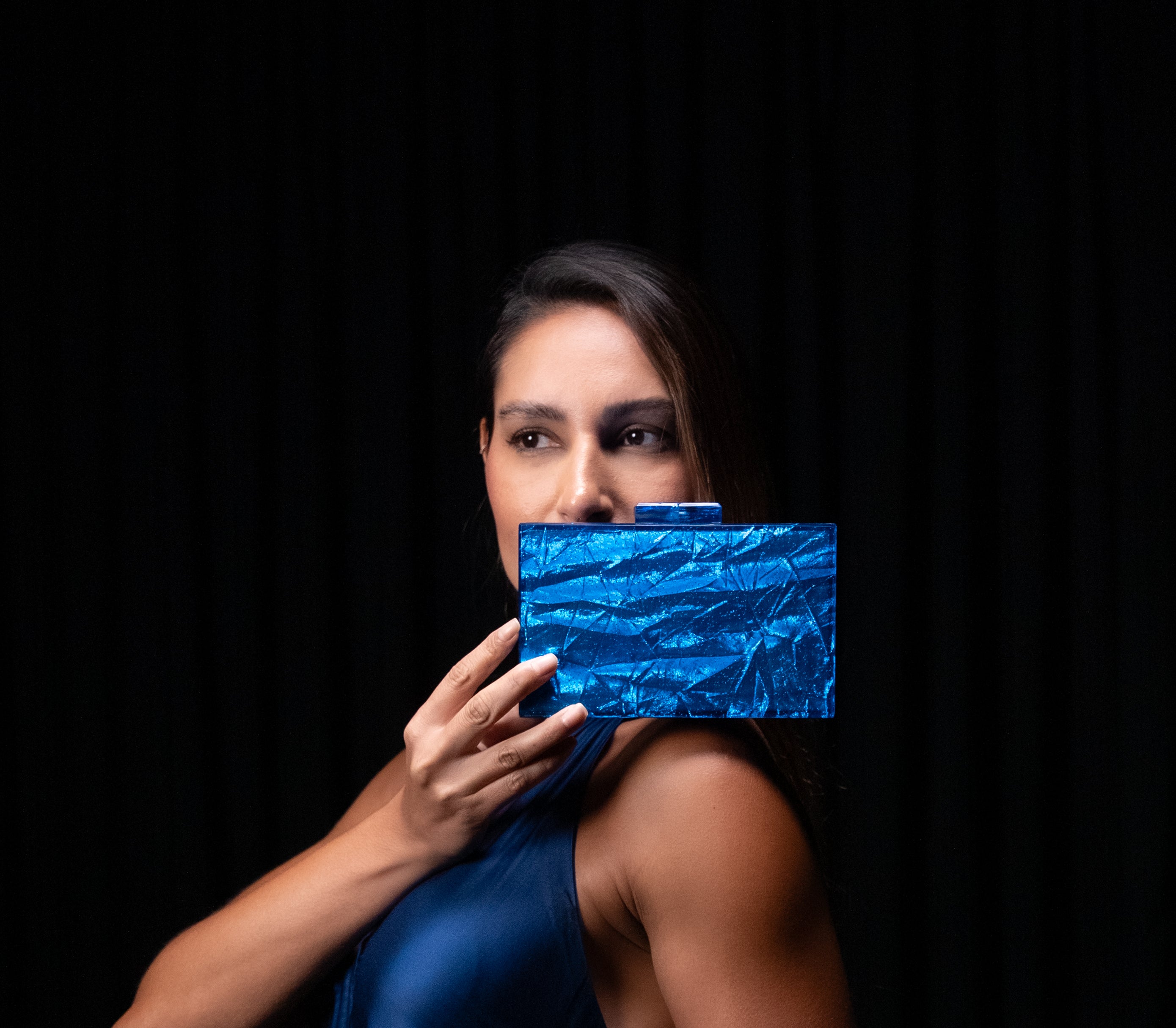 Bolsa de Festa Clutch Acrílico Azul