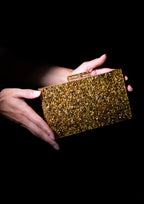 Bolsa de Festa Clutch Acrílico Dourada