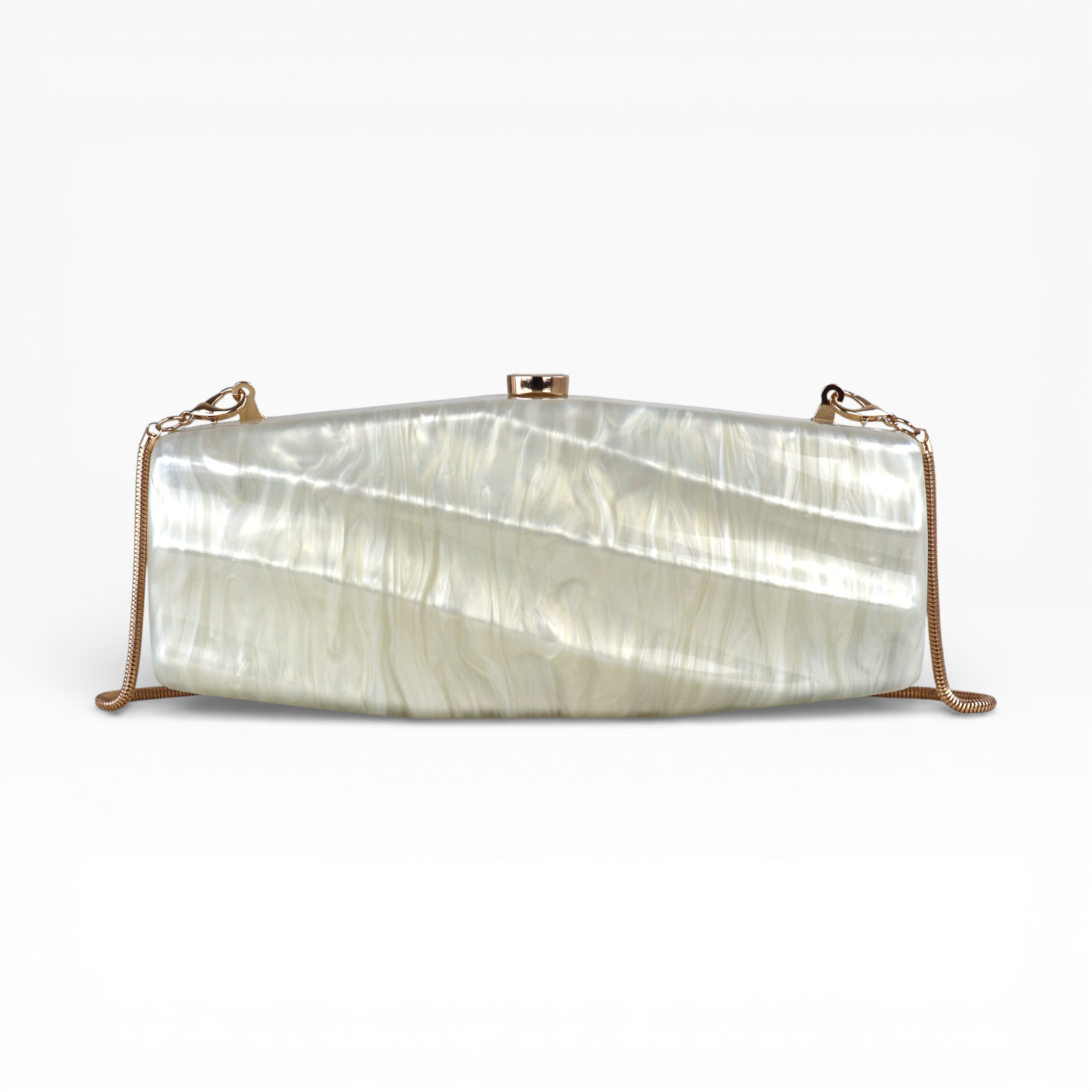 Bolsa de Festa Clutch Acrílico Perolada Off-White