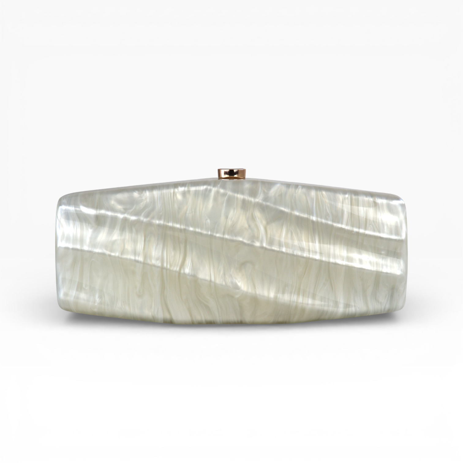 Bolsa de Festa Clutch Acrílico Perolada Off-White