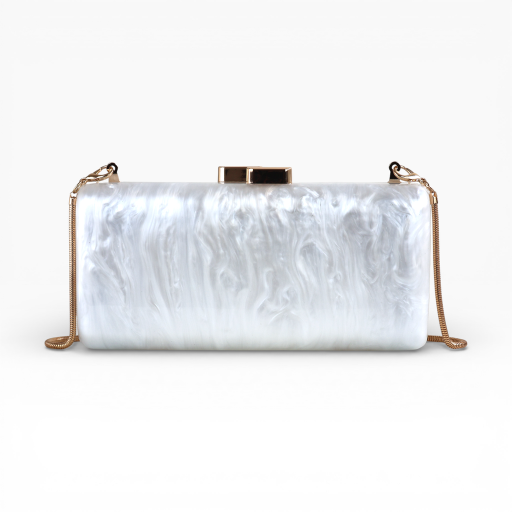 Bolsa de Festa Clutch Acrílico Perolada Branca