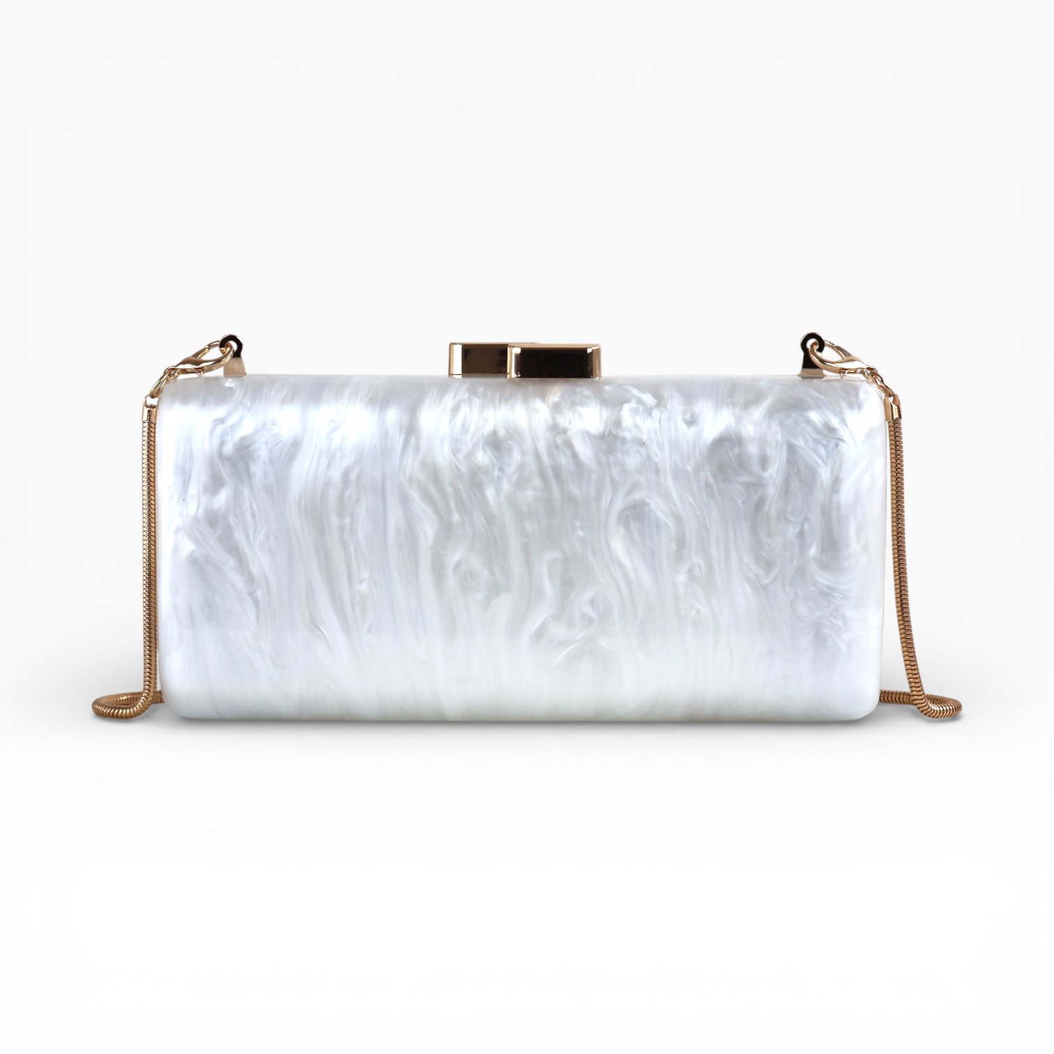 Bolsa de Festa Clutch Acrílico Perolada Branca