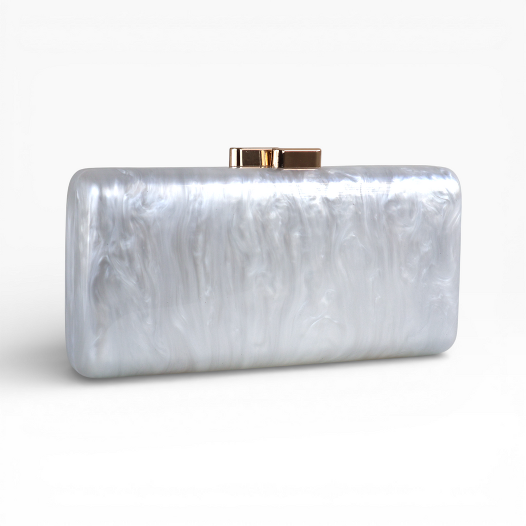 Bolsa de Festa Clutch Acrílico Perolada Branca