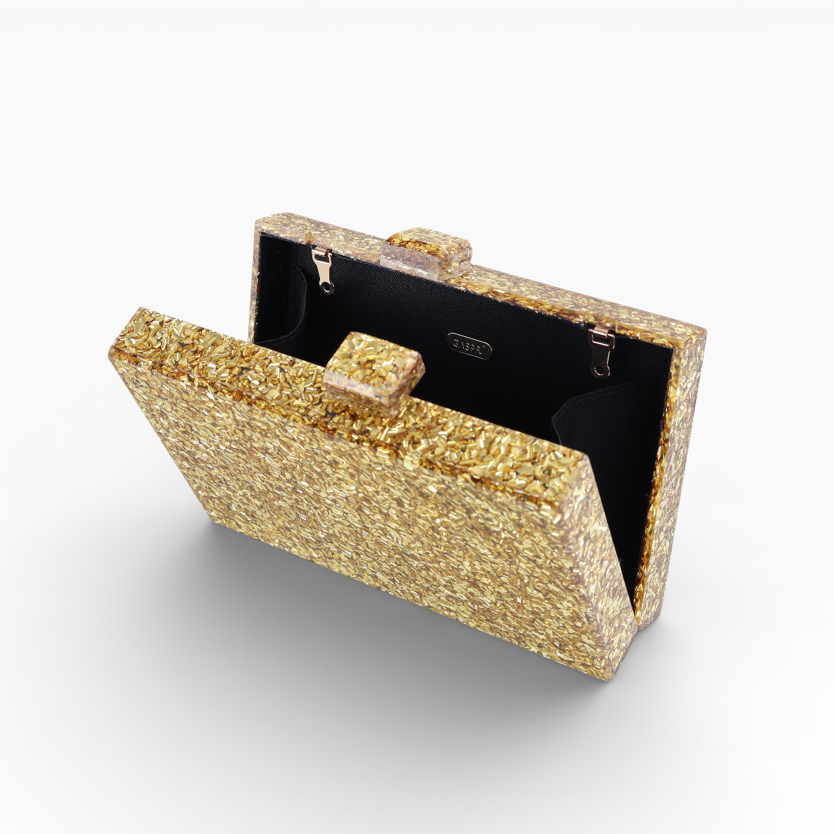 Bolsa de Festa Clutch Acrílico Dourada