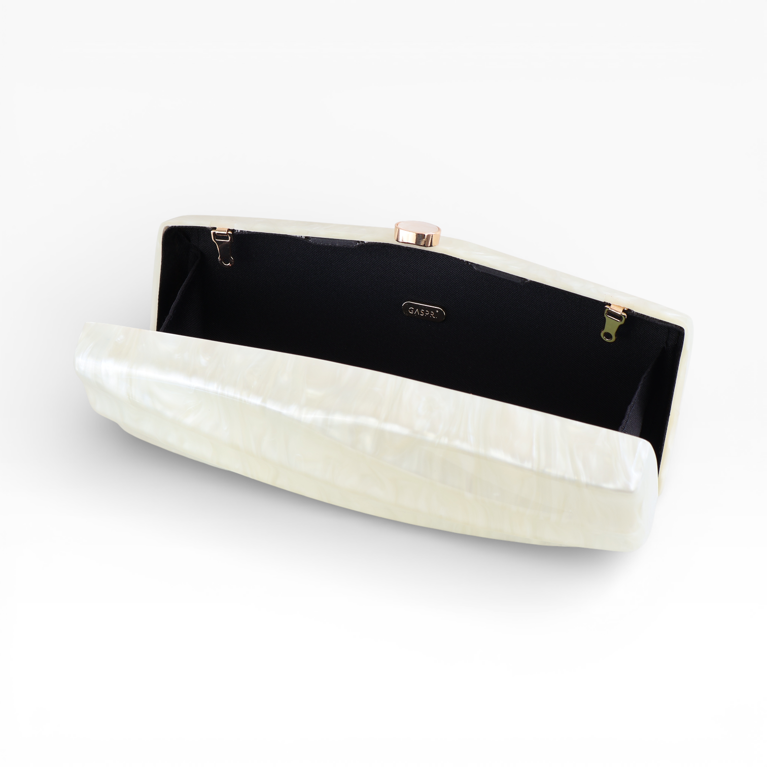 Bolsa de Festa Clutch Acrílico Perolada Off-White