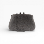 Bolsa Festa Clutch Pedraria Strass Prata Grafite