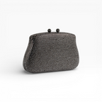 Bolsa Festa Clutch Pedraria Strass Prata Grafite