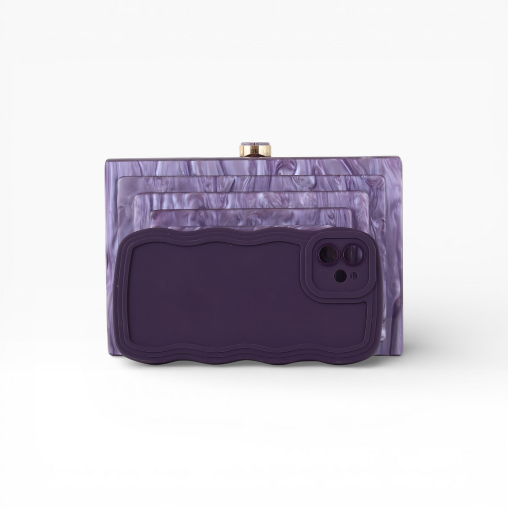 Bolsa de Festa Clutch Acrílico Perolada Roxo Lavanda