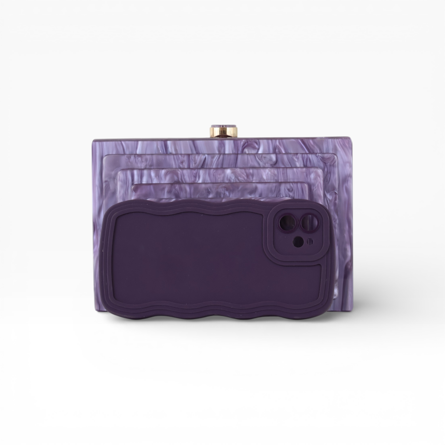 Bolsa de Festa Clutch Acrílico Perolada Roxo Lavanda