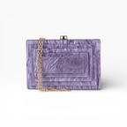 Bolsa de Festa Clutch Acrílico Perolada Roxo Lavanda