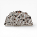 Bolsa de Festa Clutch Meia Lua Metalizada Prateada