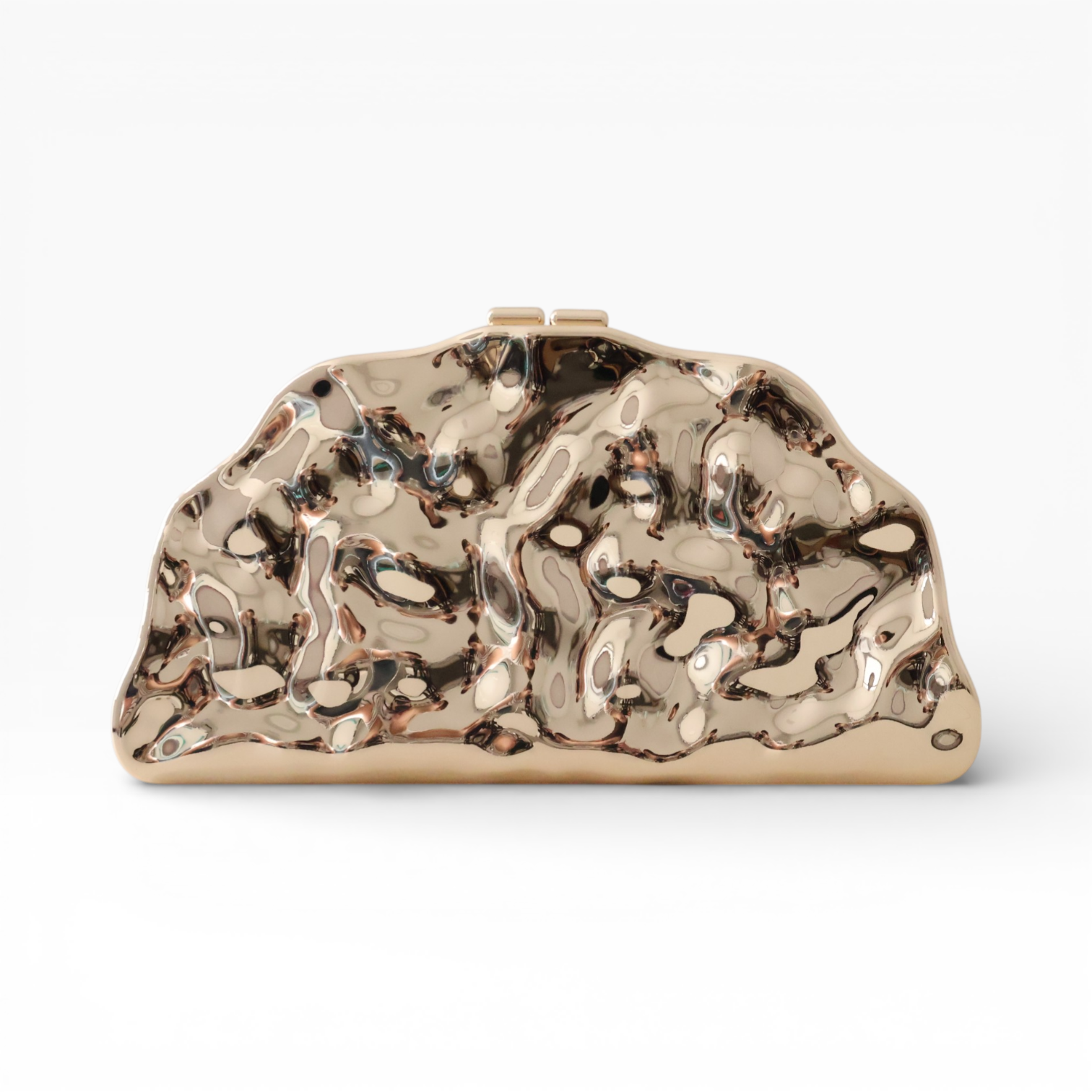 Bolsa de Festa Clutch Meia Lua Metalizada Dourada