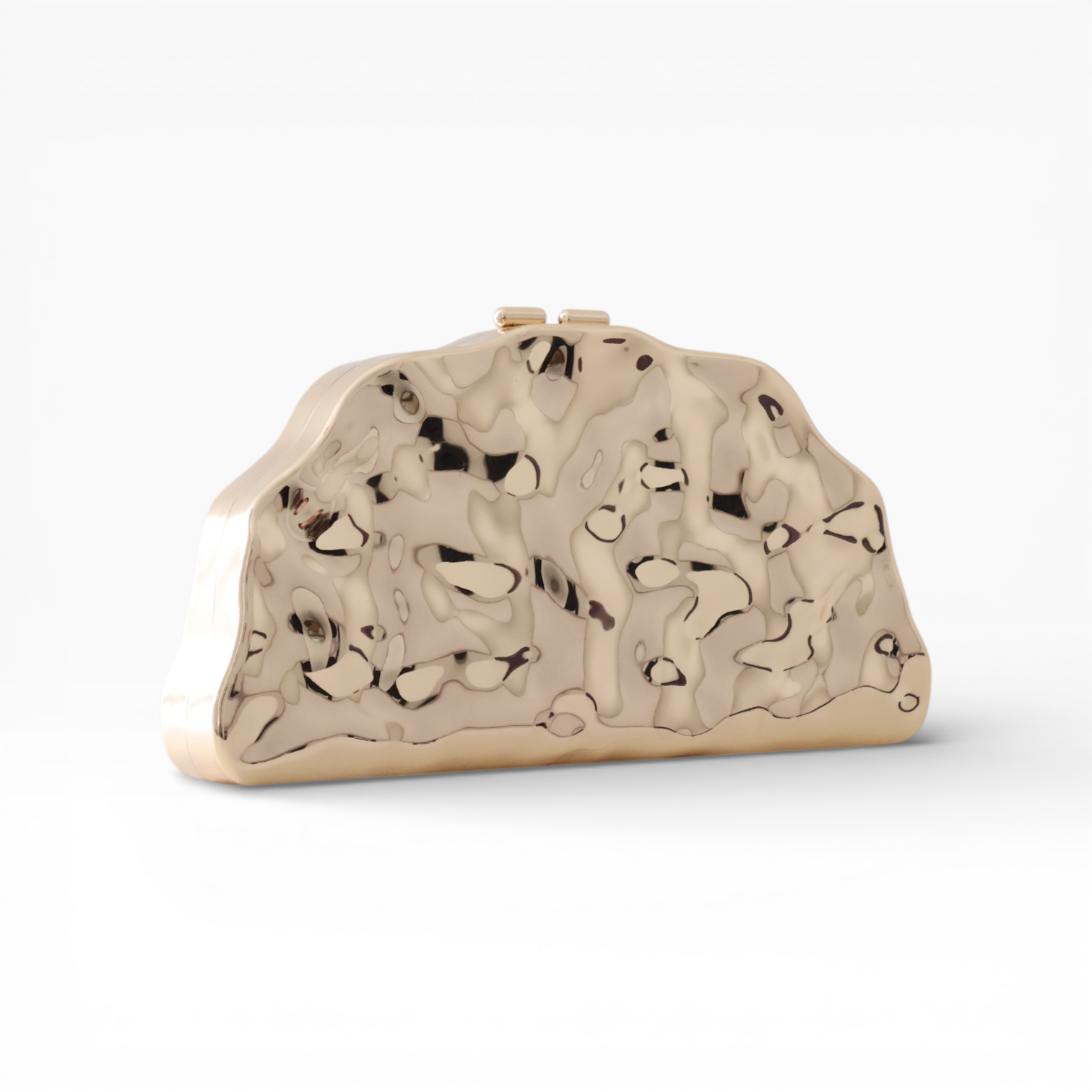 Bolsa de Festa Clutch Meia Lua Metalizada Dourada