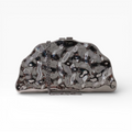Bolsa de Festa Clutch Meia Lua Metalizada Prata Grafite
