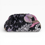 Bolsa Pouch Festa Clutch Flores Bordadas Preta