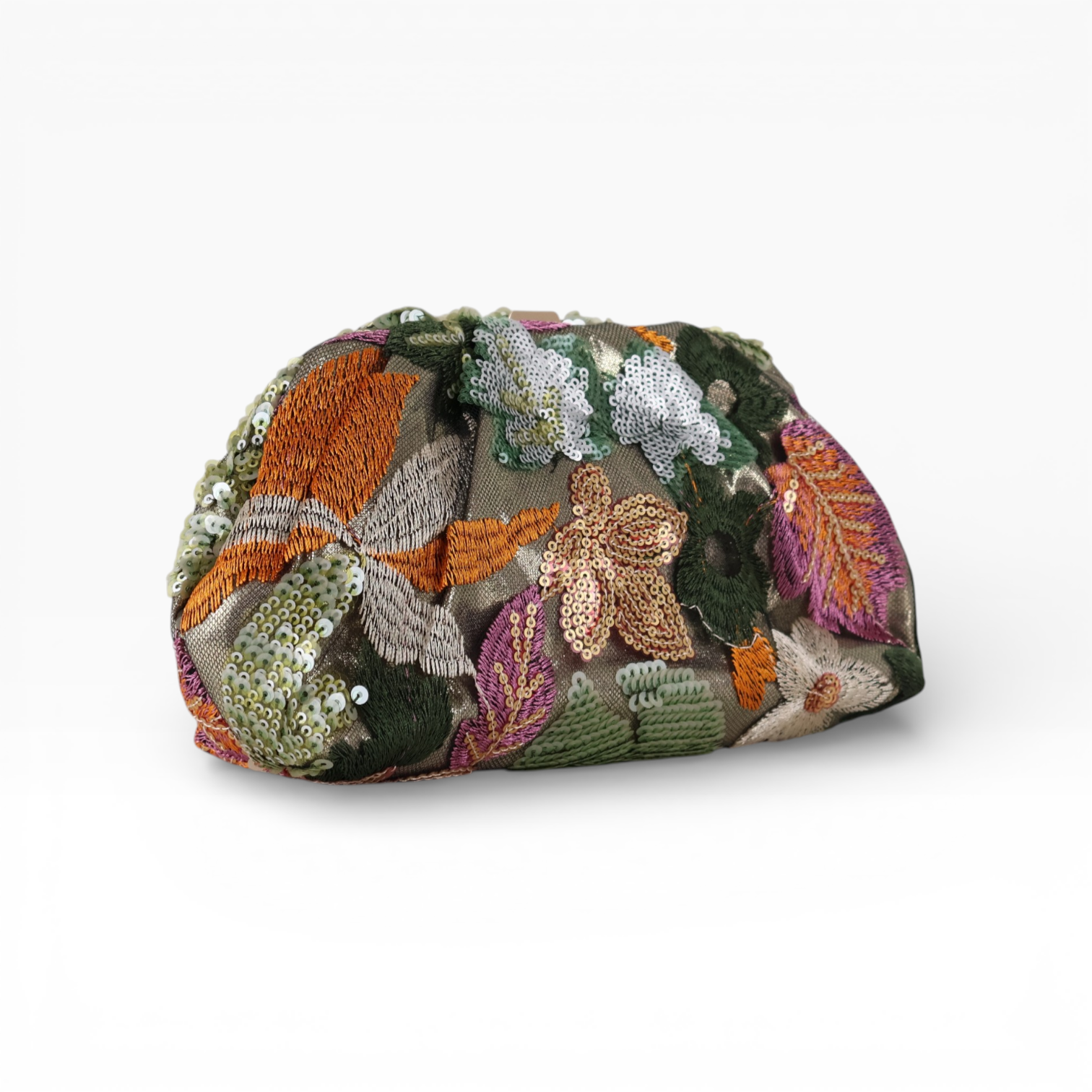 Bolsa Pouch Festa Clutch Flores Bordadas Verde