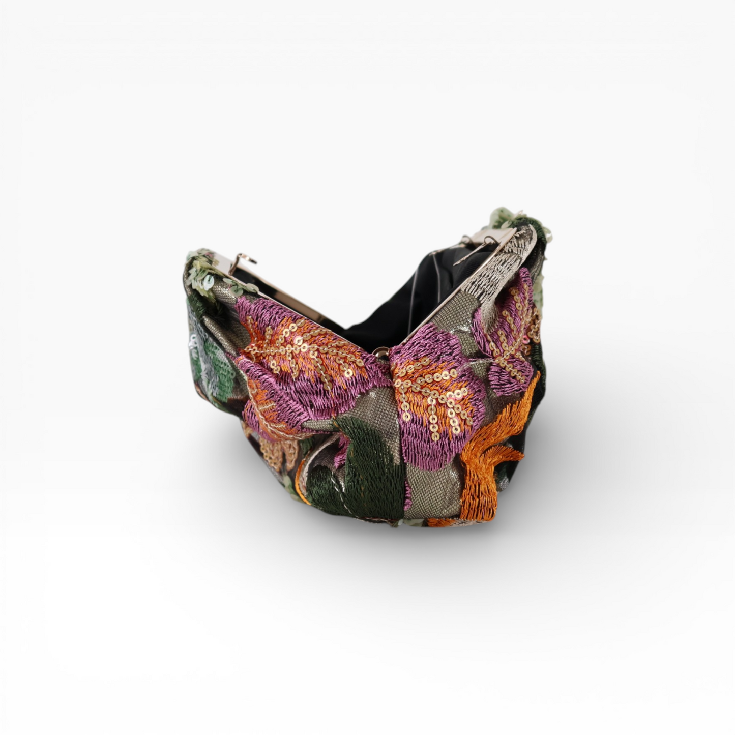 Bolsa Pouch Festa Clutch Flores Bordadas Verde