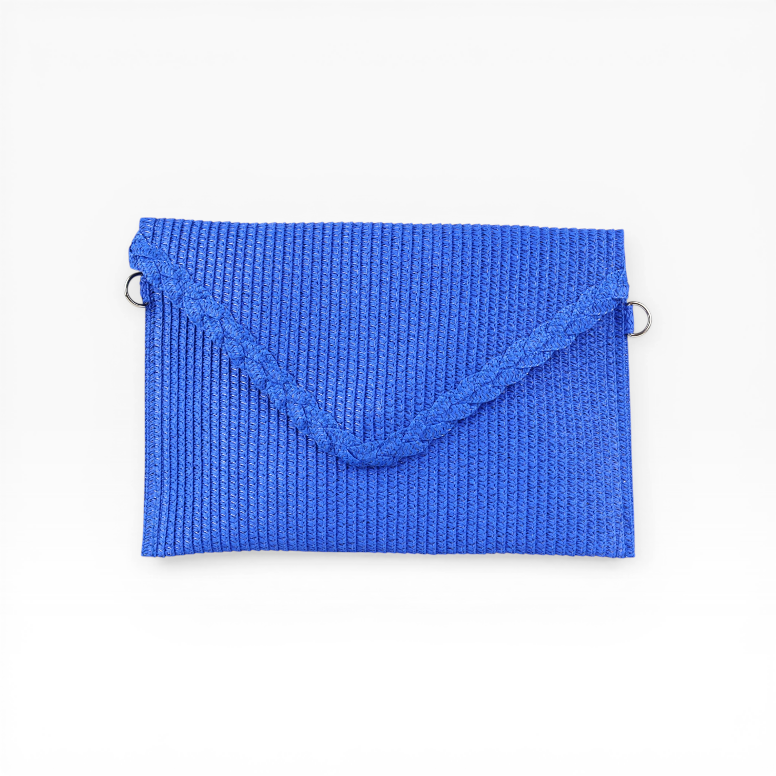 Bolsa Carteira Envelope de Palha Azul