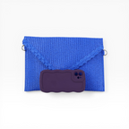 Bolsa Carteira Envelope de Palha Azul