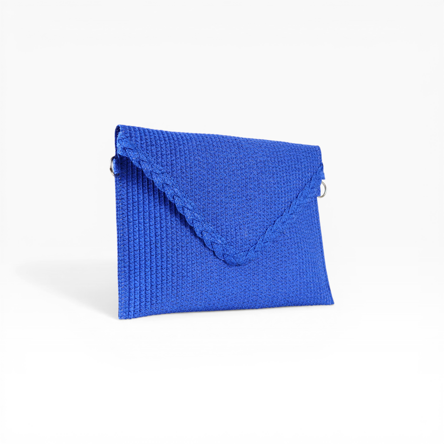 Bolsa Carteira Envelope de Palha Azul
