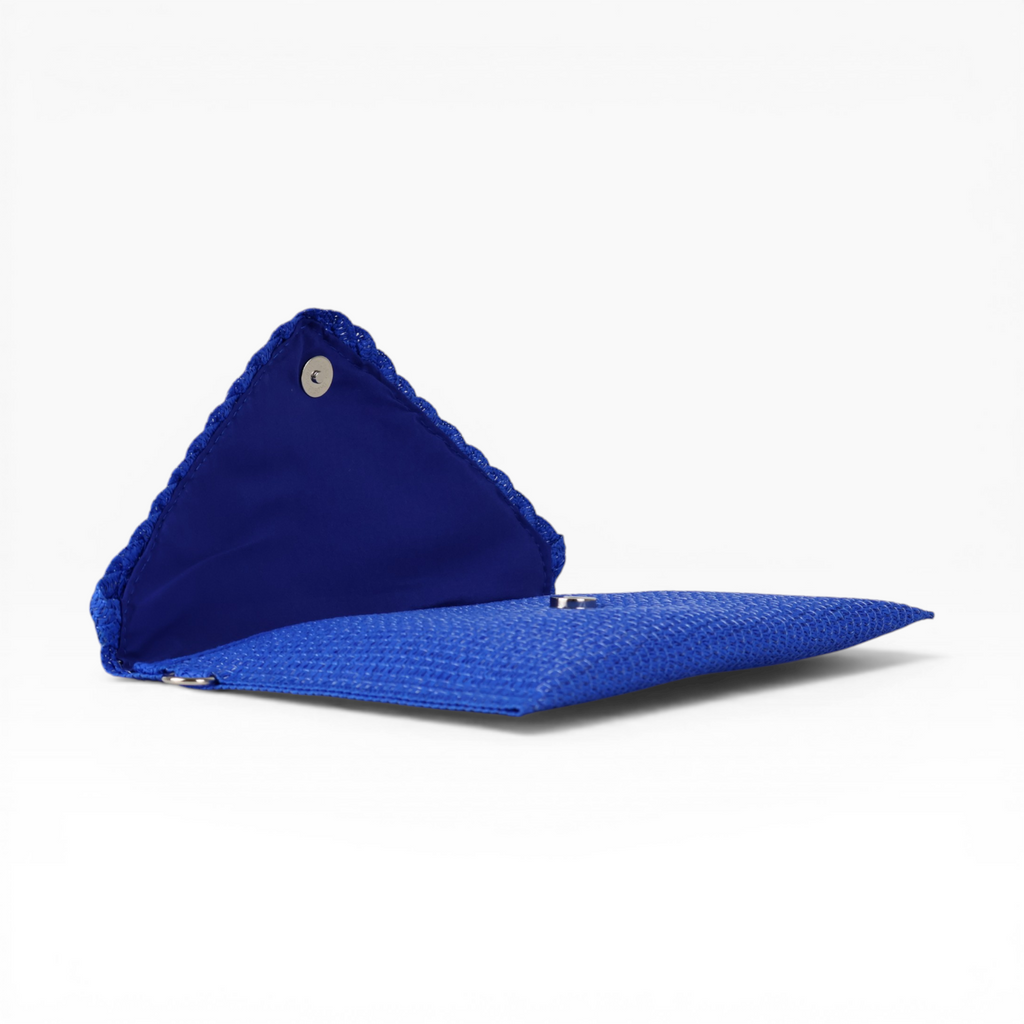 Bolsa Carteira Envelope de Palha Azul
