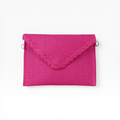 Bolsa Carteira Envelope de Palha Rosa