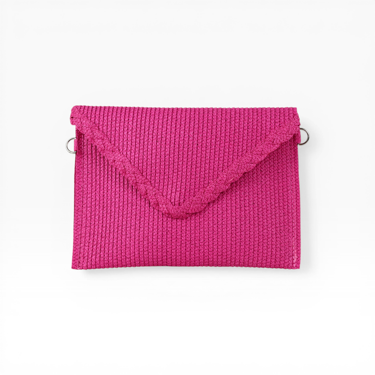 Bolsa Carteira Envelope de Palha Rosa