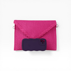 Bolsa Carteira Envelope de Palha Rosa