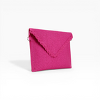 Bolsa Carteira Envelope de Palha Rosa
