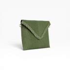 Bolsa Carteira Envelope de Palha Verde