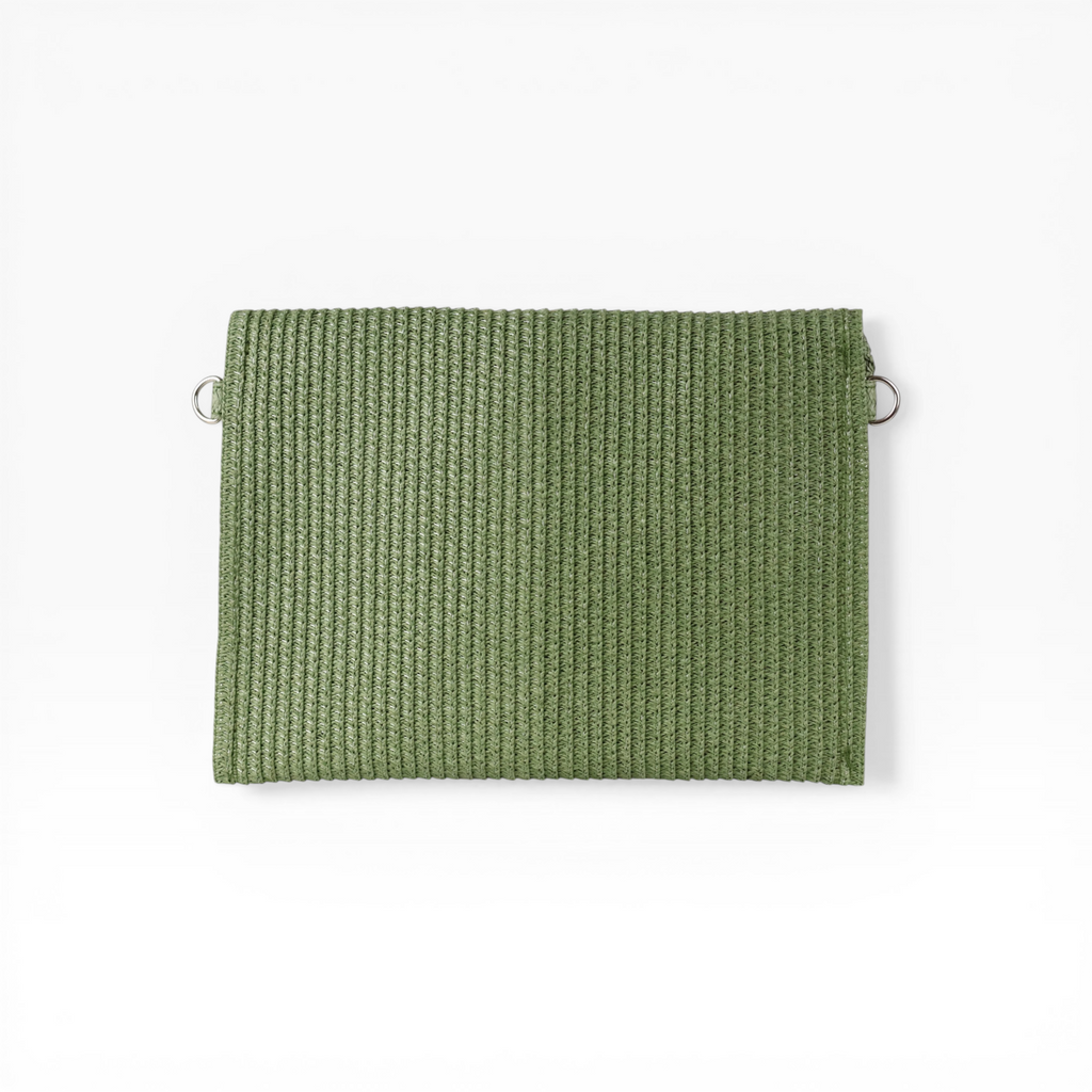 Bolsa Carteira Envelope de Palha Verde