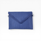 Bolsa Carteira Envelope de Palha Azul Marinho