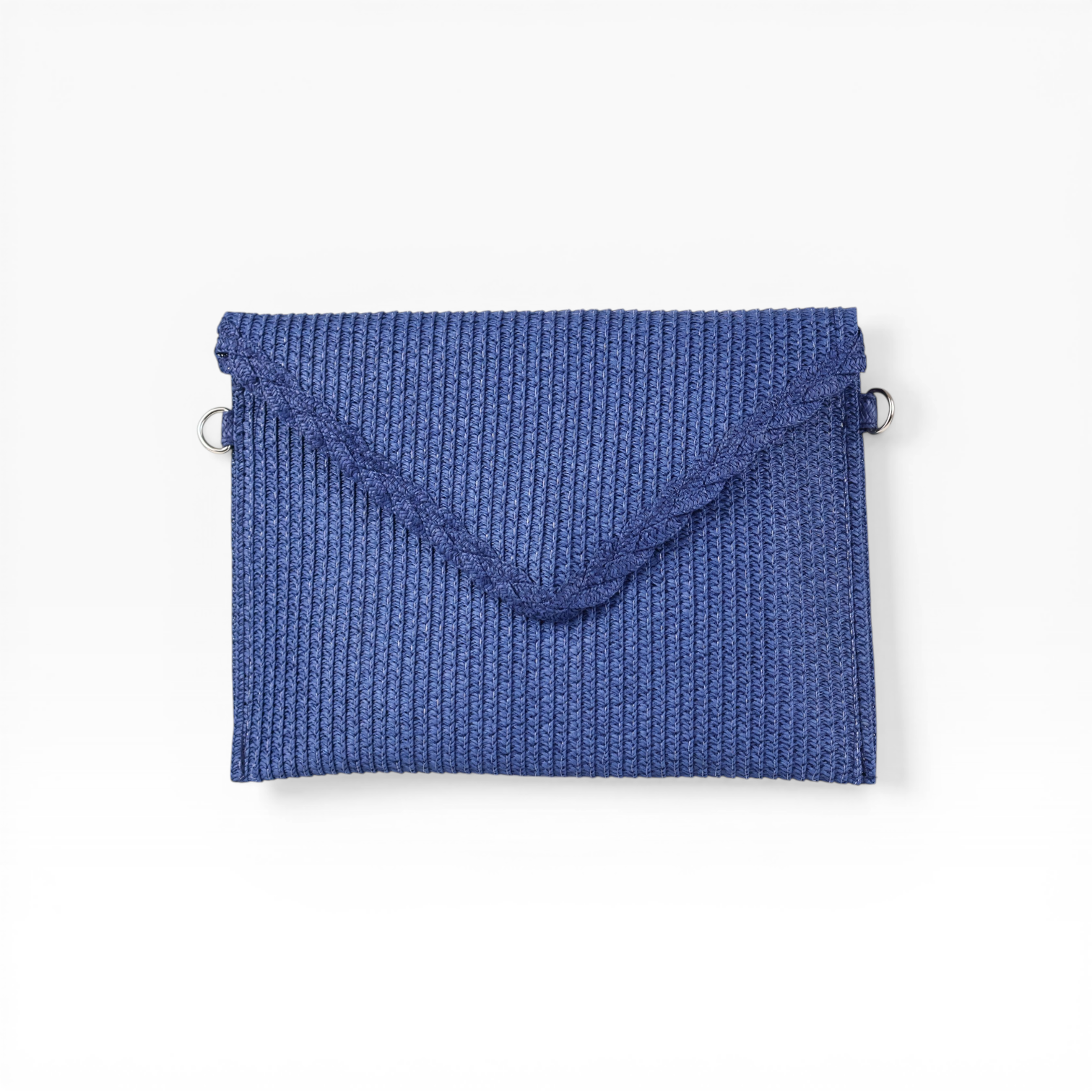 Bolsa Carteira Envelope de Palha Azul Marinho