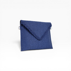 Bolsa Carteira Envelope de Palha Azul Marinho