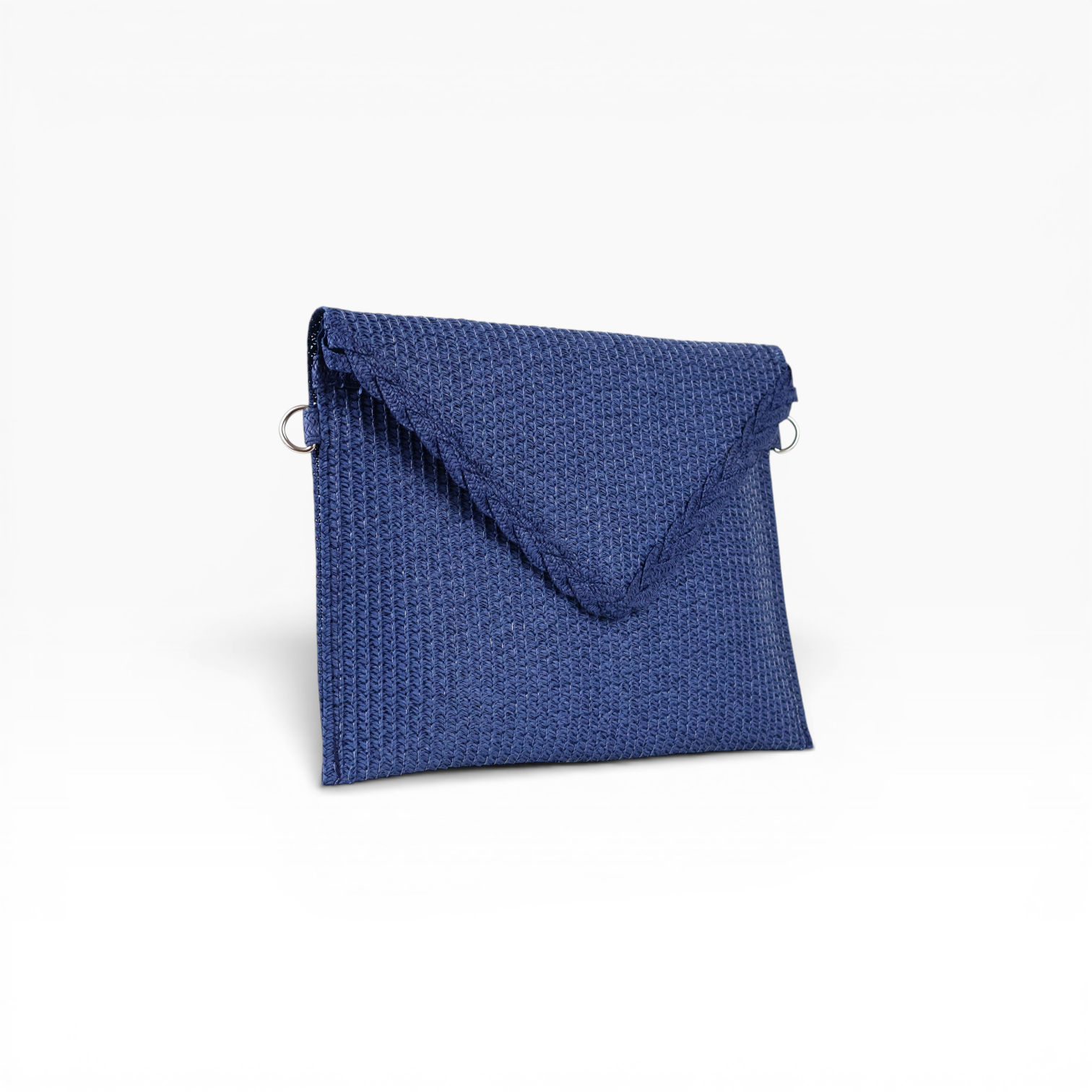 Bolsa Carteira Envelope de Palha Azul Marinho