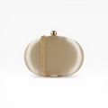 Bolsa Clutch Festa Oval Cetim Dourada