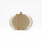 Bolsa Clutch Festa Oval Cetim Dourada
