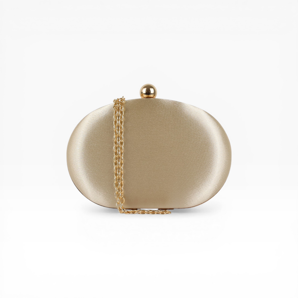 Bolsa Clutch Festa Oval Cetim Dourada
