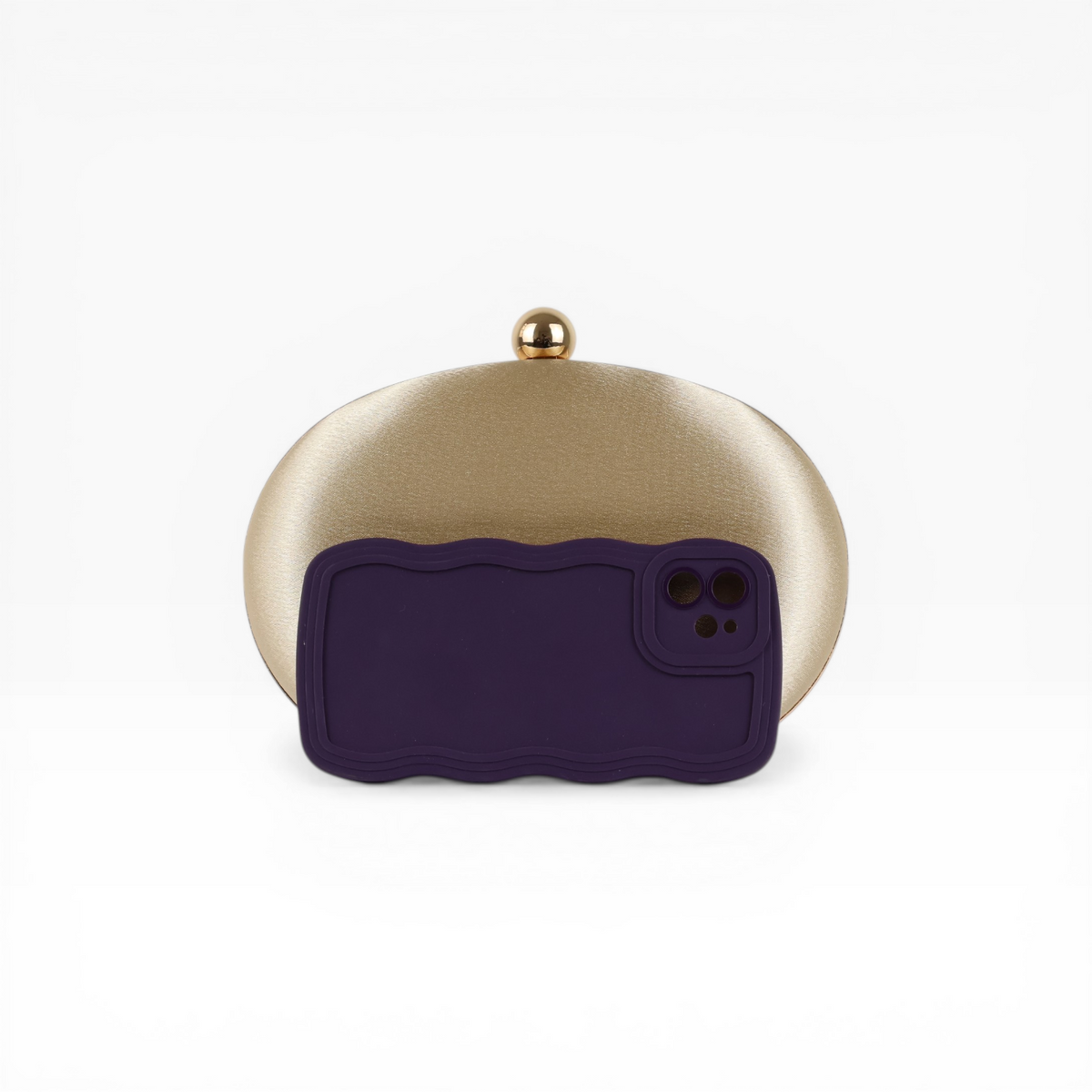 Bolsa Clutch Festa Oval Cetim Dourada