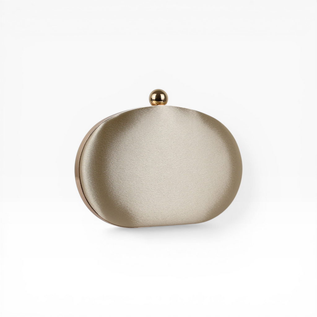 Bolsa Clutch Festa Oval Cetim Dourada