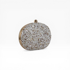 Bolsa Festa Clutch Pedraria Oval Bege Off White
