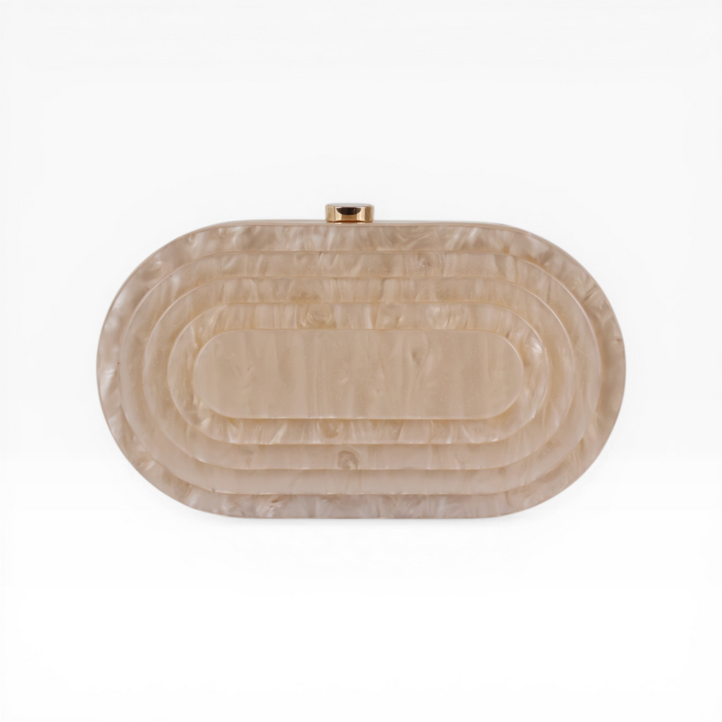 Bolsa Festa Clutch Oval Acrílico Perolado Bege Claro - ReUse