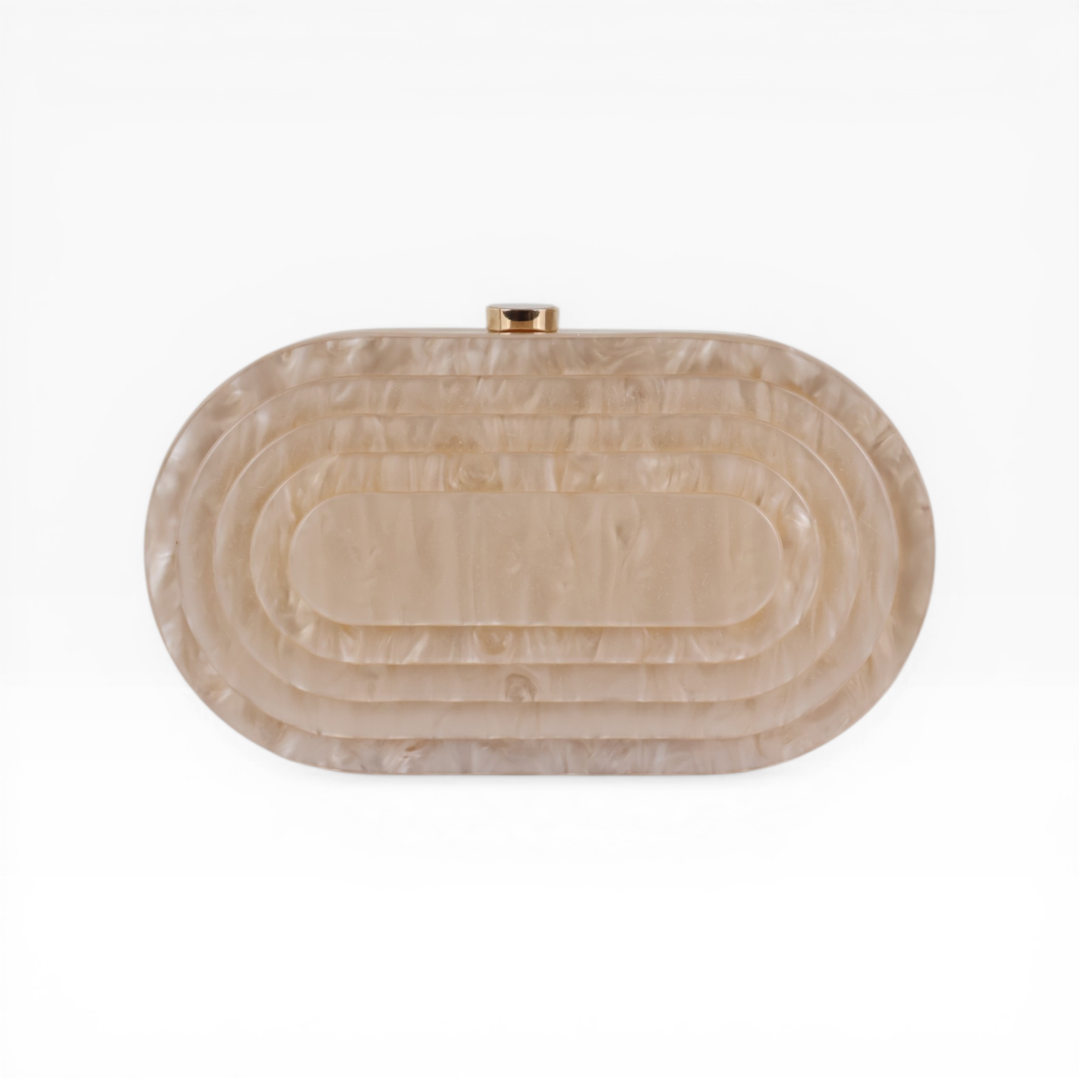 Bolsa Festa Clutch Oval Acrílico Perolado Bege Claro - ReUse