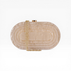 Bolsa Festa Clutch Oval Acrílico Perolado Bege Claro - ReUse