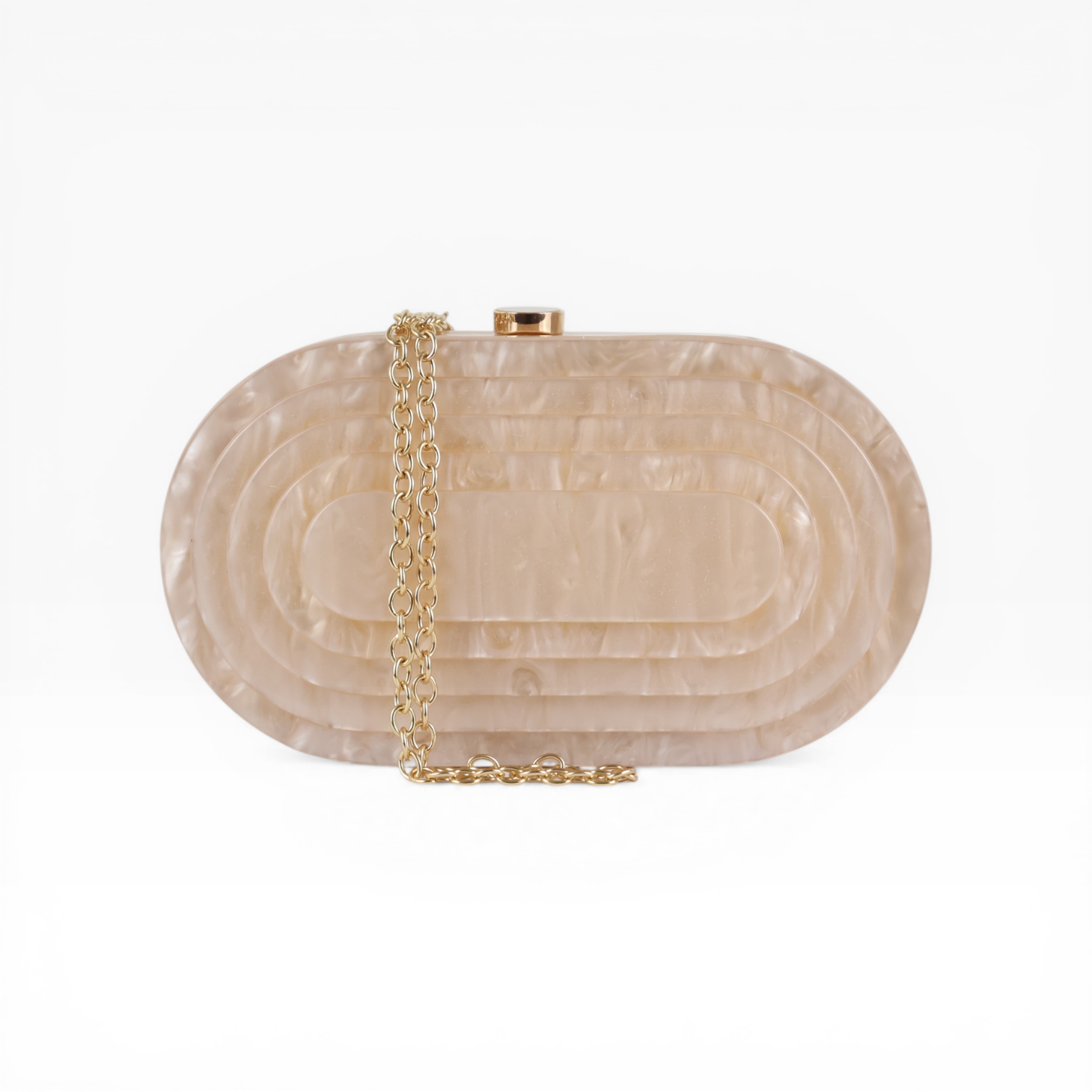 Bolsa Festa Clutch Oval Acrílico Perolado Bege Claro - ReUse